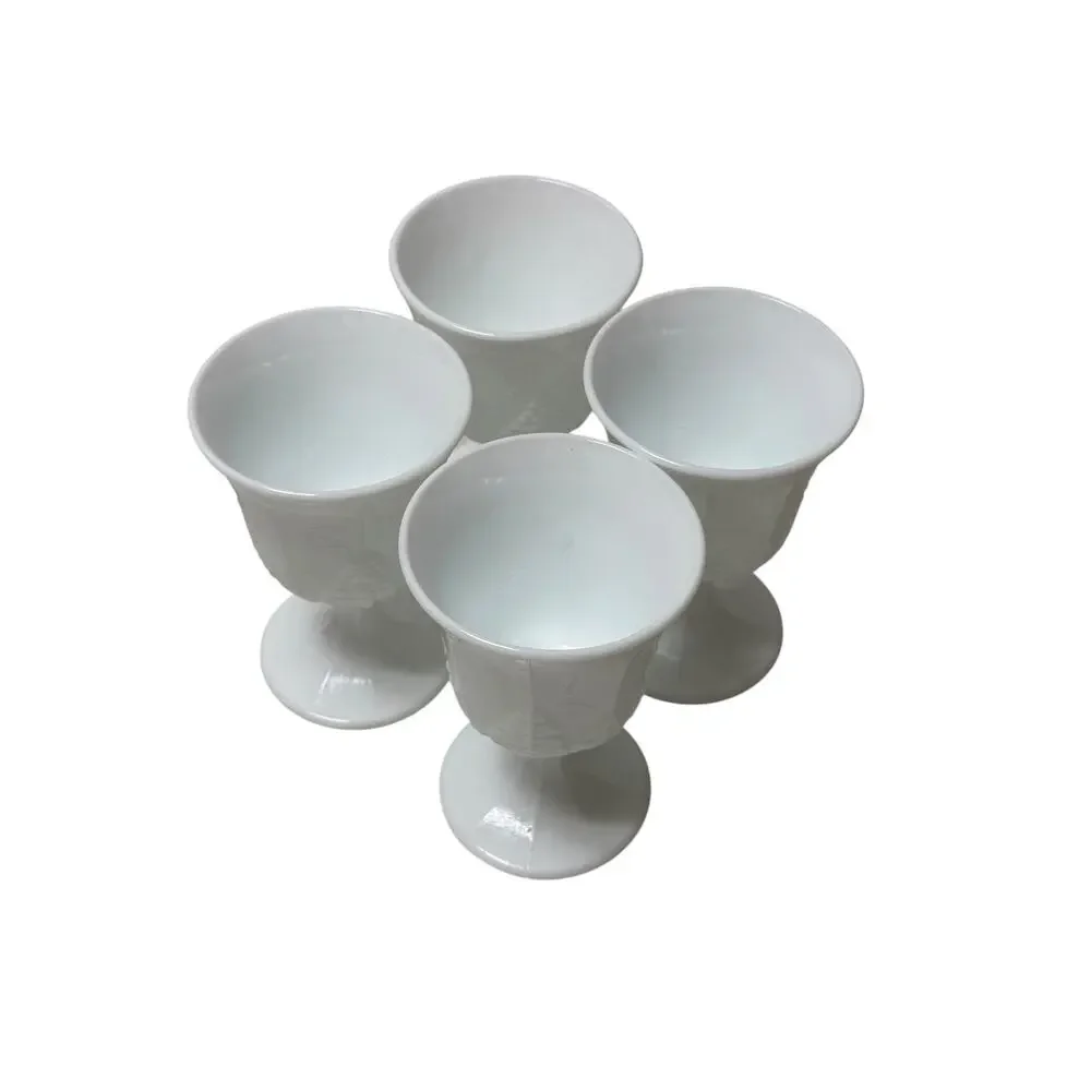 Vintage Indiana Glass Co 6oz Milk Glass Harvest Grape Pattern Goblets Lot of 4